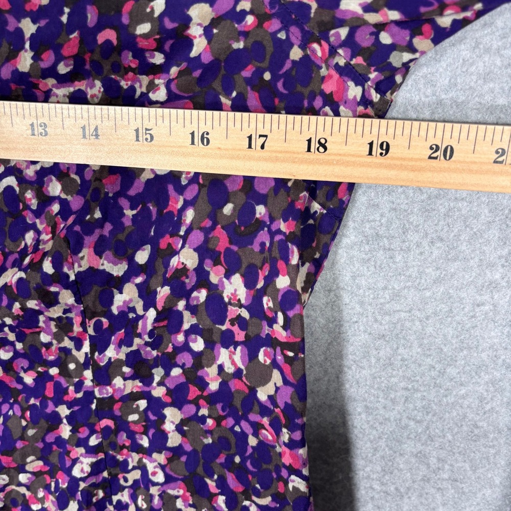 Coldwater Creek No Iron Button Shirt Medium Purple Abstract Floral Dots Cotton - Picture 6 of 12
